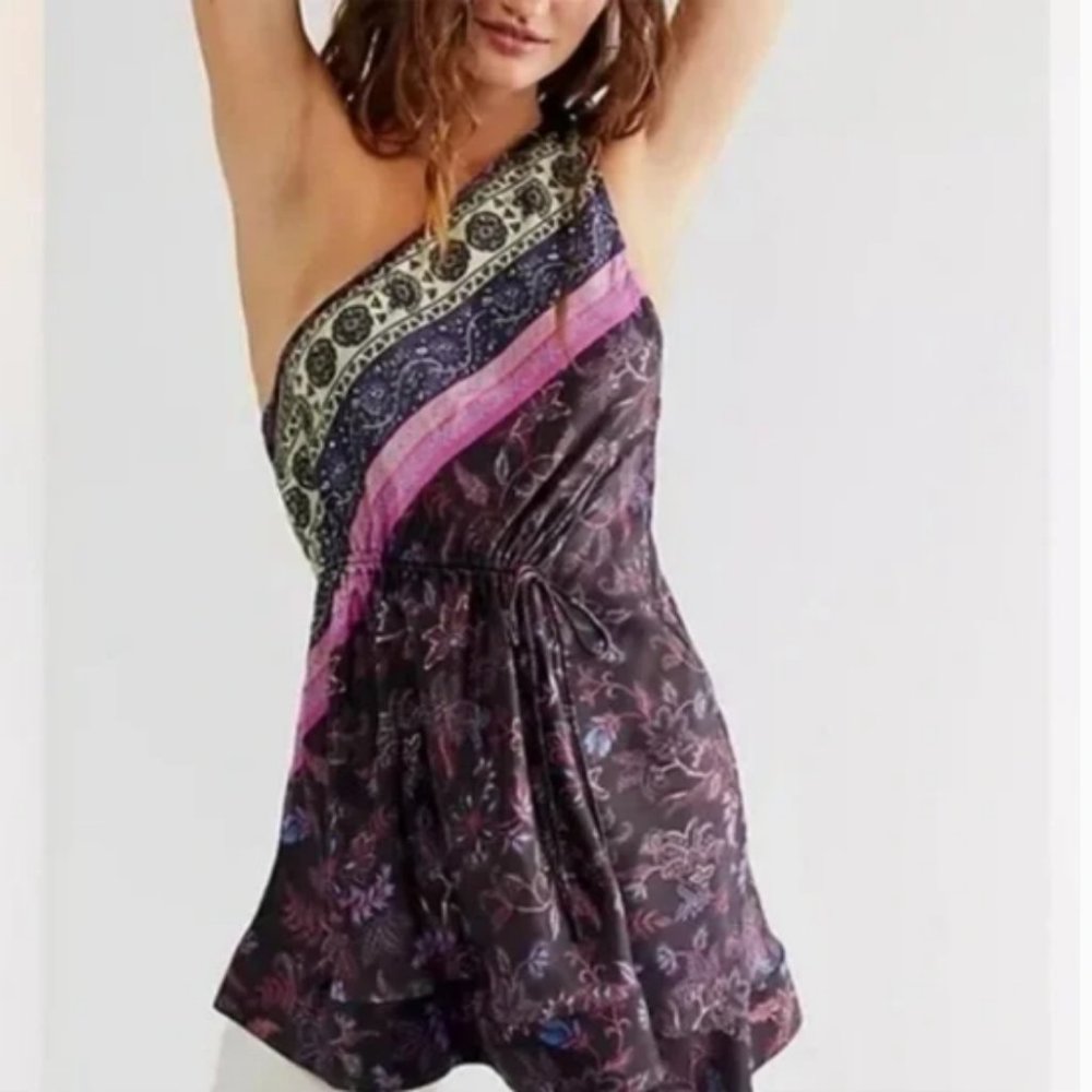 Free People Mira Coral One Shoulder Bohemian Tunic Tank Top.- XL - Picture 11 of 11